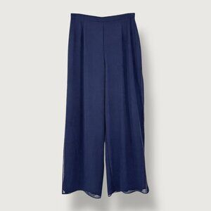 Vintage | Stanley Scott | Side-slit Palazzo Pants | M | Navy | Minimalist | 90's